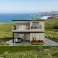 Duplex moderne préfabriqué en acier léger à 2 étages, 3 chambres, 3 salles de bain, assemblage rapide, alimenté à l'énergie solaire, écologique, pour parc résidentiel