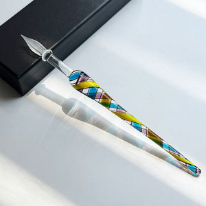 Usine Design Unique Coloré Damier Fenêtre Coupe Personnalisé À La Main En Verre Soufflé Dip Pen Calligraphie Écriture <span class=keywords><strong>Dessin</strong></span> Dip Glass Pen - Product Image 2