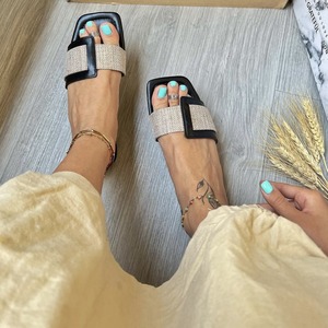 Summer Flat Square Women's Designer <b>Slippers</b> Beach Outdoor Ladies Sandals Color Matching Soft Rubber Luxury <b>Slippers</b> for Women - Product Image 2