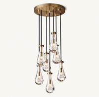 Lámpara de Techo LED Moderna de Lujo, Araña para Decoración del Hogar, Base para Bombilla E26, Iluminación Rectangular de Latón en Espiral para Escaleras