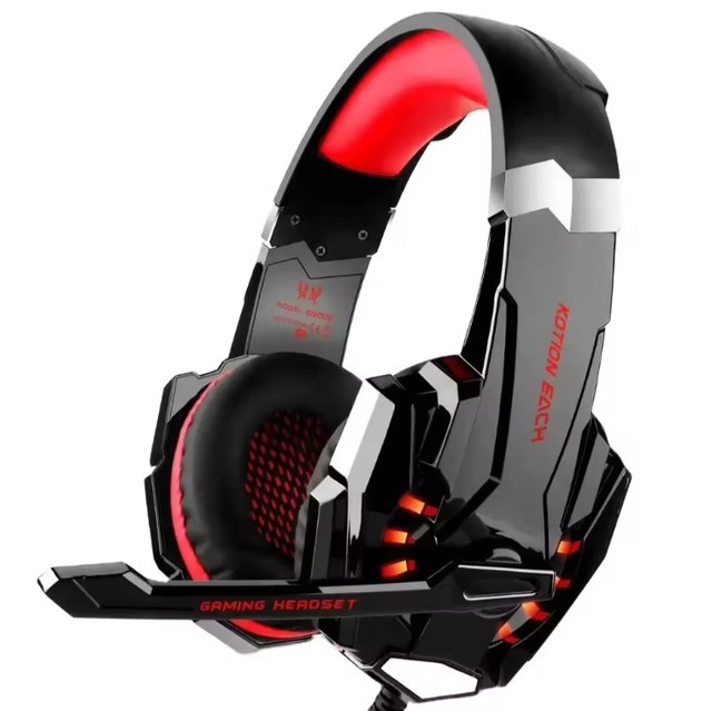 G9000 On-ear Wired Gaming Headset With RGB LED Battery Indicator Tungsten Headband Stereo Bass Gaming Earphone Microphone DJ Use