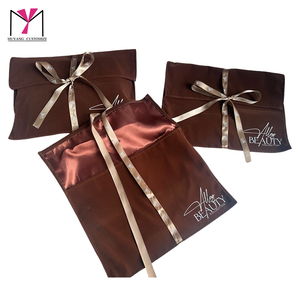 Conjunto de Bolsos Muyang Marrón con Cinta de Satén Suave, Bolsa de Material Poliéster Biodegradable para Pelucas - Product Image 2