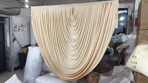 10*10FT Blanc Rideaux baroques préfabriqués à volants en Spandex avec poche pour tringle, drapés extensibles pour plafond - Product Image 5