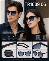 Lunettes de soleil vintage rétro pliables noires carrées en acétate, protection UV400, verres dégradés bleus anti-radiation, monture complète unisexe OEM/ODM
