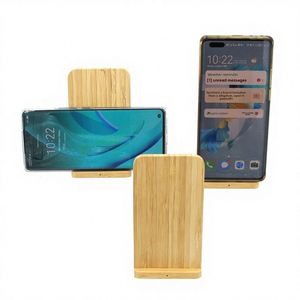 OEM Logo Modern Portable Sustainable Twin Coil Bamboo Wood <b>Electric</b> PD Fast Charging 15W Wireless Charger Stand <b>Desk</b> Organizer - Product Image 2