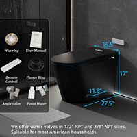Nouvelle Conception de Toilettes Intelligentes avec Bidet Intégré, Céramique Noire, Auto-Nettoyantes, WC Moderne Monobloc Intelligent pour Salle de Bain Commerciale