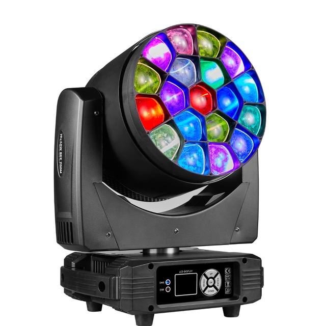 19x40W 15W Bee Eye RGBW 4in1 LED Beam Light with Zoom Beam Moving Head IP33 Ra90 DMX DJ Disco KTV Party Nightclub Stage Light