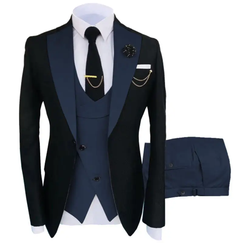 High Quality Business Formal Wear Fashion Trend Wedding 3 Piece Blazer Coat Pant Men Suits Elegant Slim Fit Men'S Suits