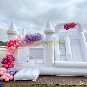 Aire de jeux extérieure blanche gonflable maison de rebond de qualité commerciale combo avec toboggan château de rebond pour enfants adultes - Product Image 2