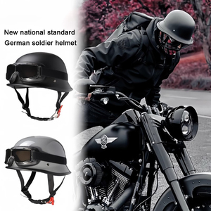 <span class=keywords><strong>Casco</strong></span> <span class=keywords><strong>de</strong></span> Motocicleta Alemán Vintage, <span class=keywords><strong>Casco</strong></span> <span class=keywords><strong>de</strong></span> Moto Abierto Retro para Cruiser y Scooter, Negro Mate, Accesorios para Cascos <span class=keywords><strong>de</strong></span> Conducción - Product Image 6