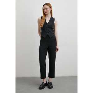 Chaleco con Copas Forradas, Traje Negro para Mujer, Chaleco con Decoración de Botones - Product Image 4