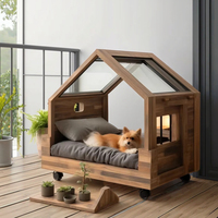 Maison pour animaux de compagnie de luxe moderne en bois écologique à motif animalier, fermeture à bouton, pour intérieur toutes saisons, niche, villa pour chien, enclos Centuryart