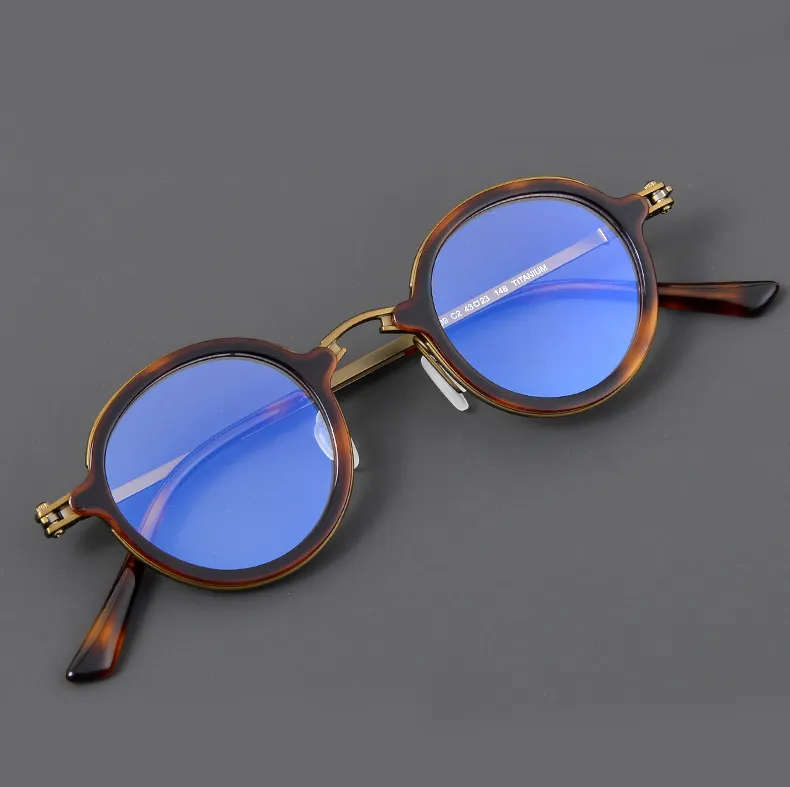 2024 New Products Retro Trend Round Frame Myopic Glasses Frame Ultra Light Weight Pure Titanium Glasses Frame