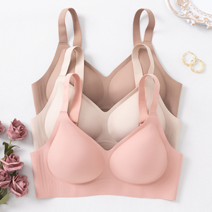 Reggiseno senza cuciture con cinturino a tracolla regolabile Design personalizzato all'ingrosso tinta unita a tre file con fibbia reggiseno traspirante da donna - Product Image 6