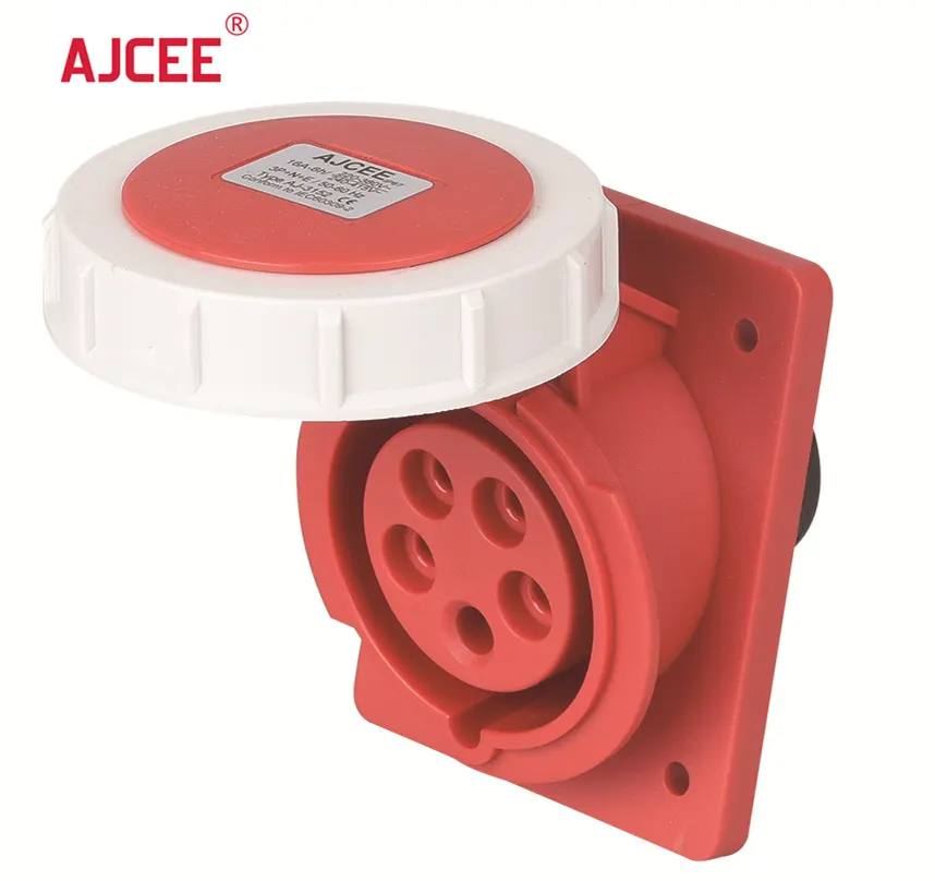 Ajcee Ip67 5pin 32amp 380V Panel Gemonteerd Hoek Socket Met Ce