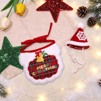 Ensemble de Bandanas et Bavoirs Personnalisés de Noël pour Animaux de Compagnie avec Chapeau Brodé, Écharpe Réglable pour Chiens et Chats, Costume de Fête pour Petits et Moyens Animaux – Vente en Gros