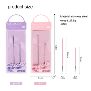LMLTOP Ensemble professionnel de 2 aiguilles pour éliminer les points noirs, en acier inoxydable, outil de traitement de l'acné, <span class=keywords><strong>extraction</strong></span> du visage et du nez - Product Image 2