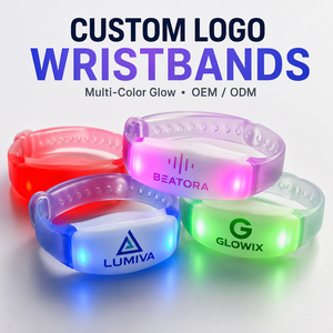 Bracelet LED coloré clignotant, bracelet événementiel personnalisé avec logo imprimé pour mariage, fête, festival, décoration - Product Image 1