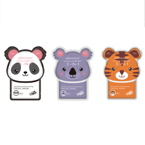 <span class=keywords><strong>Masque</strong></span> facial coréen personnalisé en tissu au collagène, <span class=keywords><strong>hydratant</strong></span>, anti-âge, motif animalier, 3 étapes pour - Product Image 1