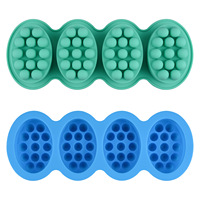 Taille personnalisée Savon Donuts Shampooing Bar Maker 4 Punchs Moule DIY Forme Ovale À La Main En Silicone Savon Bougie Moules