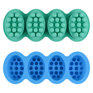 Ciambelle di sapone su misura Shampoo Bar Maker 4 Punchs stampo fai da te forma ovale <span class=keywords><strong>in</strong></span> <span class=keywords><strong>Silicone</strong></span> fatto a mano sapone <span class=keywords><strong>per</strong></span> candele <span class=keywords><strong>stampi</strong></span> - Product Image 1