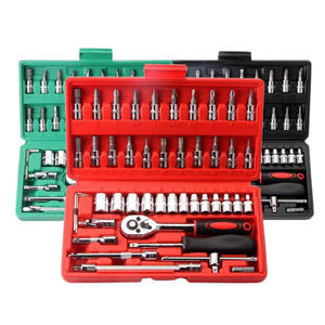 Juego de Herramientas de Reparación de Automóviles de 46 Piezas, Incluye Herramientas de Enchufe, Llave de Trinquete, Juego de Puntas Combinadas, Acero al Carbono para Maquinaria Doméstica - Product Image 2