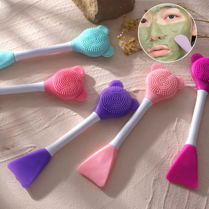 Cepillo de limpieza doméstico de silicona de doble cabezal Little Bear al por mayor para exfoliación facial y herramientas - Product Image 4