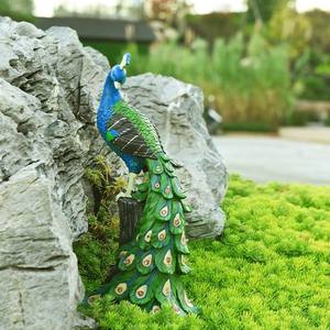 Экологически чистый Павлин на солнечной батарее орнамент из искусственной смолы для домашнего сада украшения балкона - Product Image 1