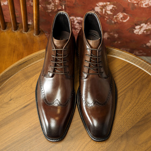 Botas Oxford de Vestir para Hombre, de Cuero Genuino Negro, Punta en Pico, con Cordones, Diseño Sólido, para Todas las Temporadas, Envío Directo - Product Image 3