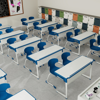Unité de chaise de bureau deux places à taille fixe pour les lycéens, ODM disponible