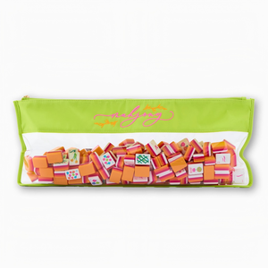 Bolsa con Cierre HIMORE Amarilla con Diseño <span class=keywords><strong>de</strong></span> Letras, Bolsa <span class=keywords><strong>de</strong></span> Mahjong Estilo Americano <span class=keywords><strong>de</strong></span> PVC, Impermeable, Duradera y Ecológica, con Bordado - Product Image 4