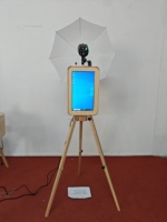 YPT YPT--W4 Double-sided Oak Instant Print Photo Booth 18.5" Touchscreen Display IPad/DSLR/Camera Tempered Glass Wooden