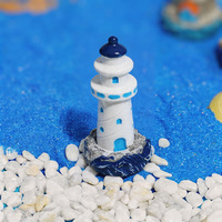 Ornement décoratif écologique en résine, style méditerranéen, micro-paysage de mousse rayée, phare pour terrarium de plantes succulentes