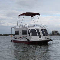 Nouveau design de maison ponton de luxe en aluminium bateau maison flottante de luxe Yacht amphibie soudé préfabriqué avec moteur hors-bord