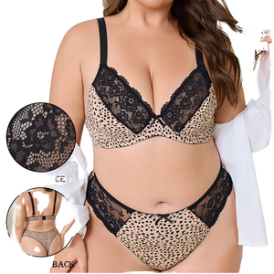 Sujetador Sexy Gótico con Estampado de Leopardo para Mujer, Talla Grande, con Relleno, Tirantes Ajustables, Estilo Hipster, Ultrafino, de Encaje, Push-Up, Transpirable - Product Image 1