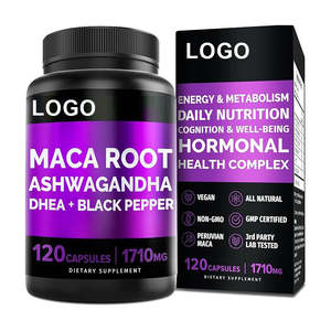 Cápsulas de Maca Orgánica OEM ODM, Grado Alimenticio, Aumenta la Energía, Uso en Adultos, No Apto para Mujeres Embarazadas, Venta al Por Mayor, Marca Privada, GMP, 120 Cápsulas - Product Image 1