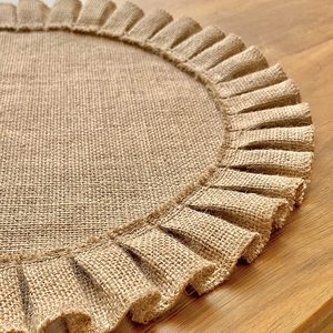 Napperons ronds 15 pouces volants Hessian Jute volants napperons garniture rustique décor à la maison rustique ferme toile <span class=keywords><strong>de</strong></span> jute - Product Image 5