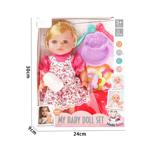 Juego de Muñecas de Vinilo de 12 Pulgadas con Biberón, Cuchara, Plato y Accesorios <span class=keywords><strong>para</strong></span> Alimentar, Juego de Imitación, Aprendizaje Temprano, Regalo <span class=keywords><strong>para</strong></span> Niñas, Juego entre Padres e Hijos - Product Image 4
