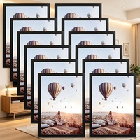 Bingkai Display Magnetik Hitam A4 8.5x11, Bingkai Foto Magnetik Perekat untuk Pajangan Dinding Dokumen Sertifikat