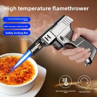 Briquet torche gonflable multifonction en plastique résistant au vent et aux hautes températures, pour barbecue, utilisation en extérieur, carburant au butane, pistolet à souder à main