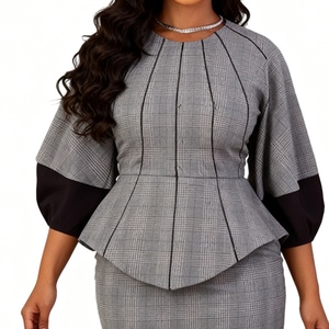 Women's Long-Sleeve Positioned Print <b>Patchwork</b> Sleeve <b>Top</b> and Long Skirt 2-Piece Set Fashion - Product Image 4