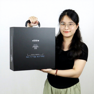 Valise noire écologique en matériaux recyclés Crown Win, boîte de maquillage portable, soin de la peau, cadeau magnétique de luxe, poignée - Product Image 1