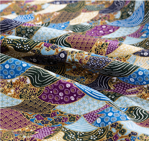 <span class=keywords><strong>Tissu</strong></span> <span class=keywords><strong>Kimono</strong></span> <span class=keywords><strong>japonais</strong></span> Jacquard bronze doré 100% pur coton tissé artisanat bricolage couture robe marine pour sacs de décoration intérieure Diwali - Product Image 3