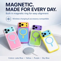 Casing HP Akrilik Magnetik Trendy Warna Cerah untuk 18 Pro Max 17, Soft Matte Premium Anti Gores Pelindung