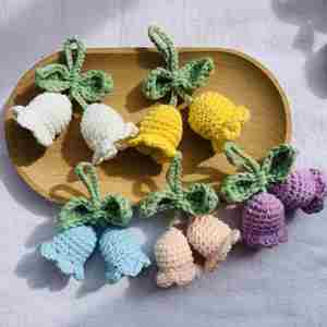 Handmade Knitted Keychain Keyring for Women Girl Crocheted Wind Chimes Flower Bag Pendants Car <b>Key</b> <b>Ring</b> Handbag Charms Gift - Product Image 2