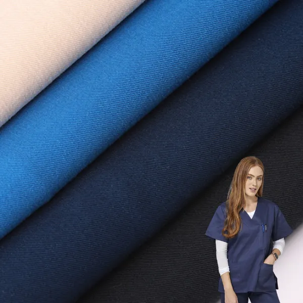 Vải Y Tế Co Giãn 4 Chiều Dệt 100% Polyester Tr Trọng Lượng Trung Bình Vải Tẩy Tế Bào Chết Kháng Khuẩn Cho Quần