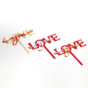 ท็อปเปอร์เค้กอะคริลิค รูปน้ำผึ้งและความหวาน รักคุณ สำหรับวันวาเลนไทน์ ตกแต่งเค้กวันเกิด สีแดง ทอง ขาว 2247 2248 2249 - Product Image 3