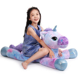 Direct usine grand cadeau d'anniversaire violet licorne géante en <span class=keywords><strong>peluche</strong></span> doux PP coton rempli maille doublure lavé techniques couette - Product Image 2