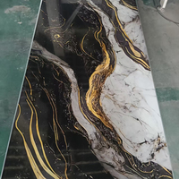 Panneau mural d'art 3D personnalisé, panneaux en PVC pour mur, effet brillant doré de luxe, panneau en marbre brillant UV