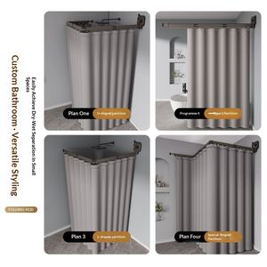Barra Retráctil para Cortina de Ducha con Ventosas, Impermeable, Juego de Cortinas Divisorias para Baño - Product Image 2